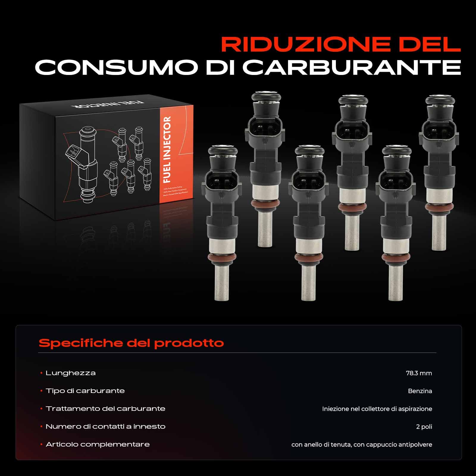 Frankberg 6x Valvole di iniezione Compatibile con TT 8J3 3.2 V6 quattr.o A3 Sportback 8PA 3.2 V6 quattr.o TT Roadst.e.r 8J9 3.2 V6 quattr.o E.O.S 1F7 1F8 3.2 V6 Golf V 1K1 3.2 R32 4.motio.n 85212262