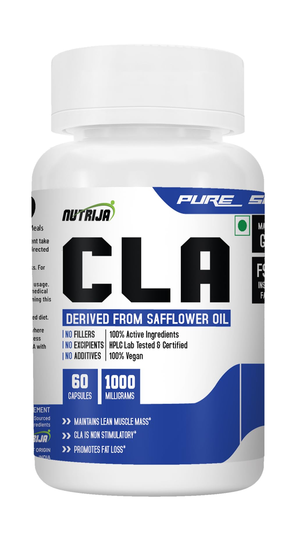 NUTRIJA CLA 1000mg (Conjugated Linoleic Acid) | Non Stimulatory Fat Burner - 60 Capsules