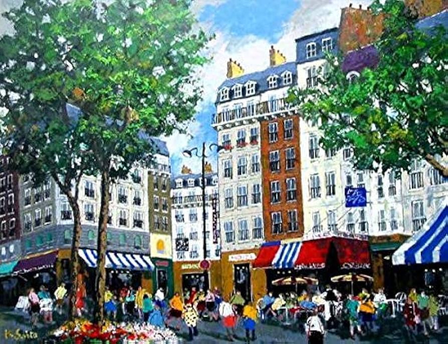 フランスの街並 F4 キャンバス 油彩画 風景画 絵画 フランスの街並 F4