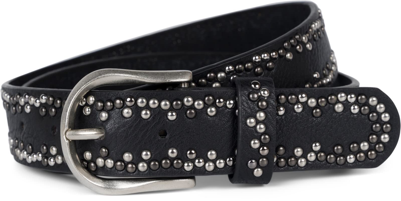 Stylebreaker Women's Black Studded Belt With Different Coloured Small Studs, Belt, Shortenable, Unisex 03010071, Colour:, Size:110cm
