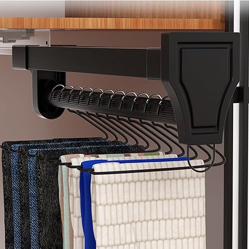 Barra de valet extraíble para armario, colgadores antideslizantes roscados de aleación de aluminio, soporte telescópico para colgar silencioso y