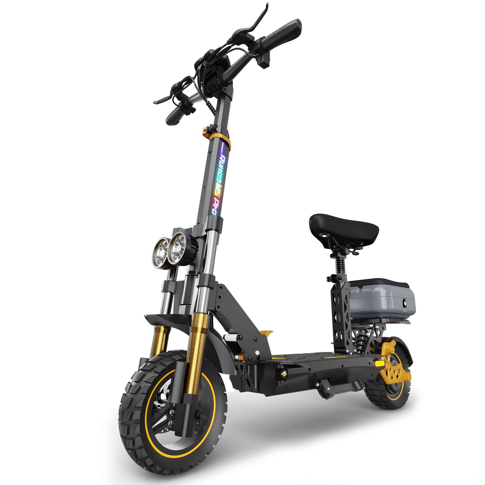 Electric Scooter, 1000/1600/3200/5600 W Motor, 28-39 Mph, 31-44 Miles Range, 15.6/18.2/20.8 AH Battery, Dual Suspension & Braking System Scooter for Adults with Seat & Storage Box