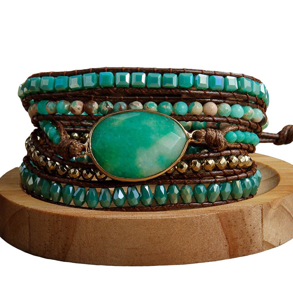 ZOSOJONA Women Wrap Bracelets Boho Natural Stone Jasper Turquoises Strand Bracelet Jewelry Collection