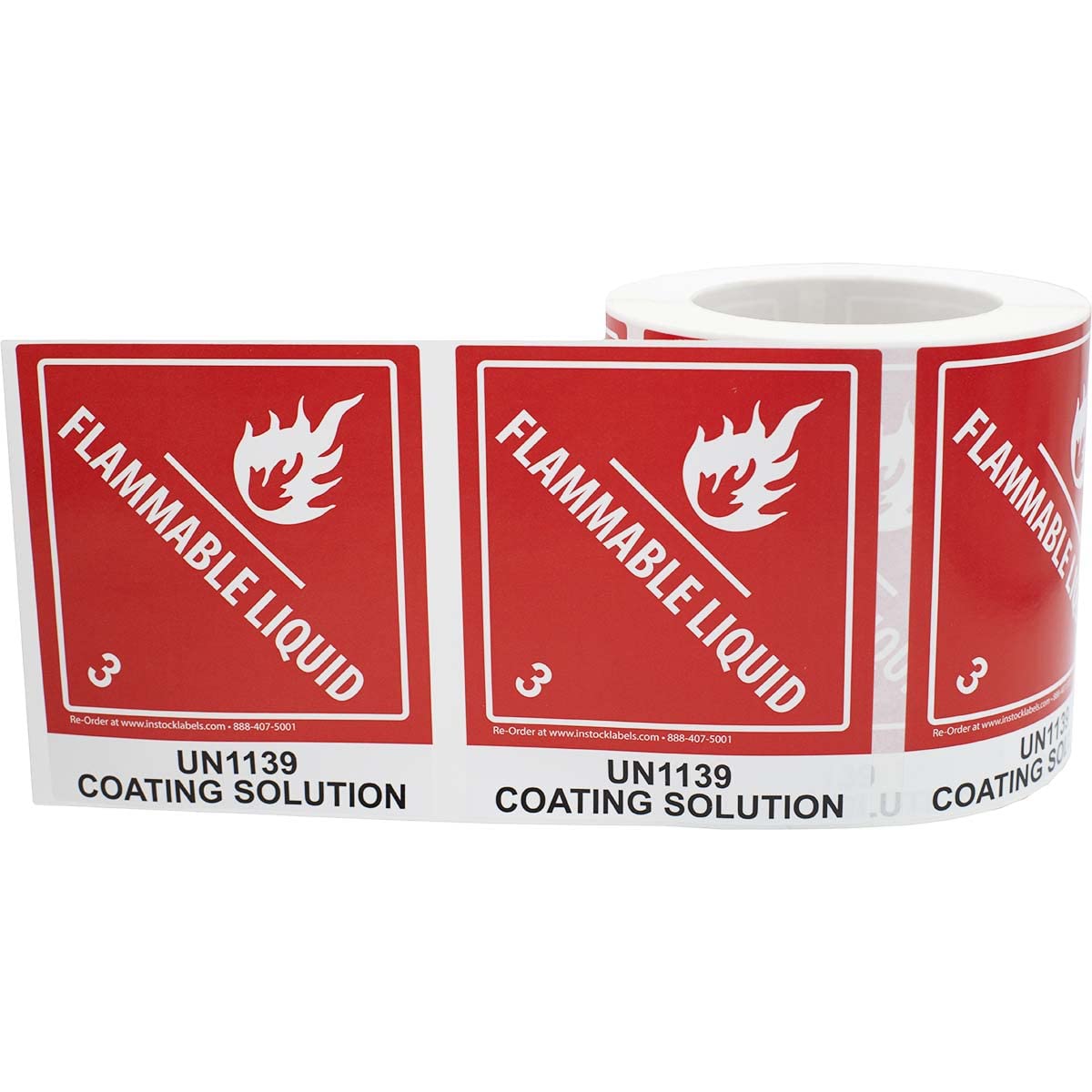 UN1139 Coating Solution Paint Flammable Liquid Hazard Class 3 Pre-Printed Labels, 4 x 4.75