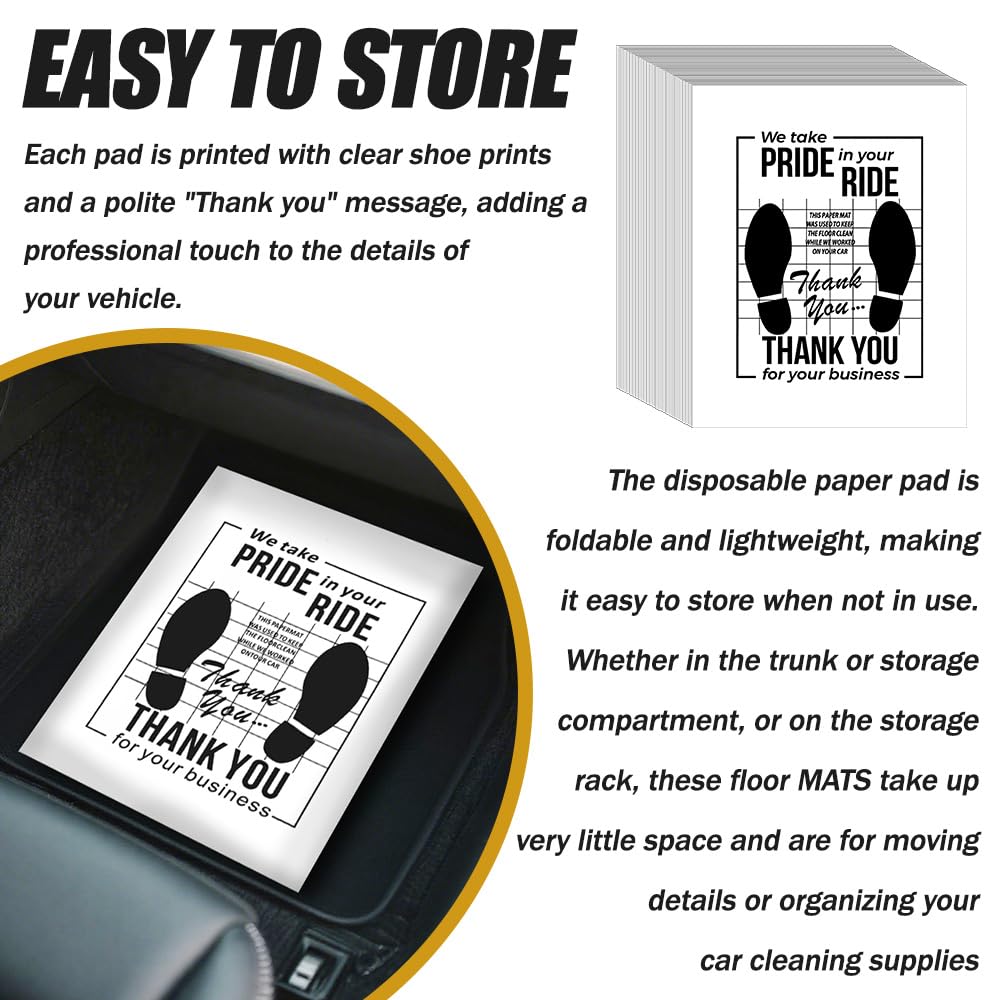 50PCS White Car Paper Floor Mats Floor Mats for Cars Disposable Temporary Automotive Foot Pad Auto Accessories Waterproof — view 7