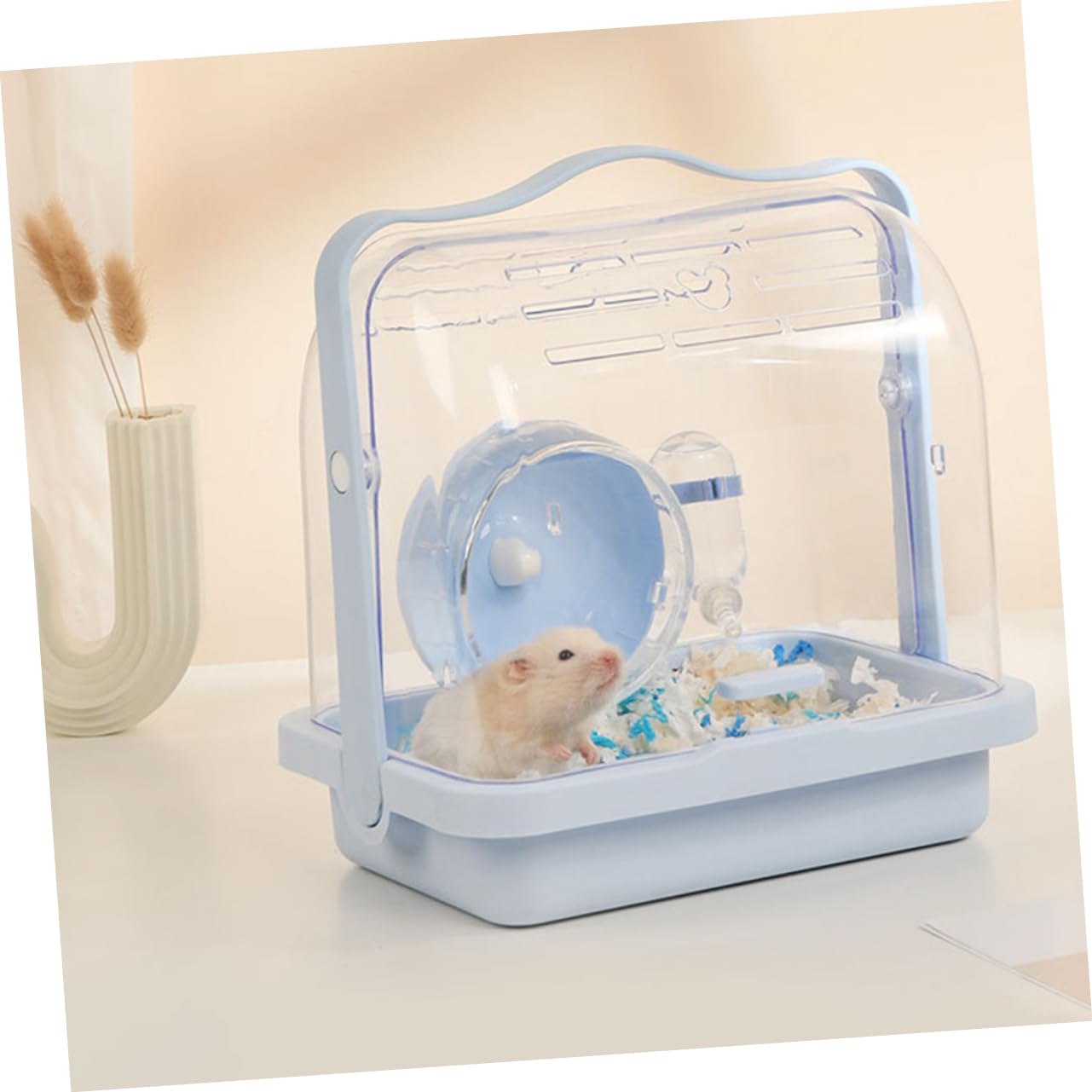 Tragbarer Kleintier Transportkäfig Hamsterkäfig Blau Kunststoff