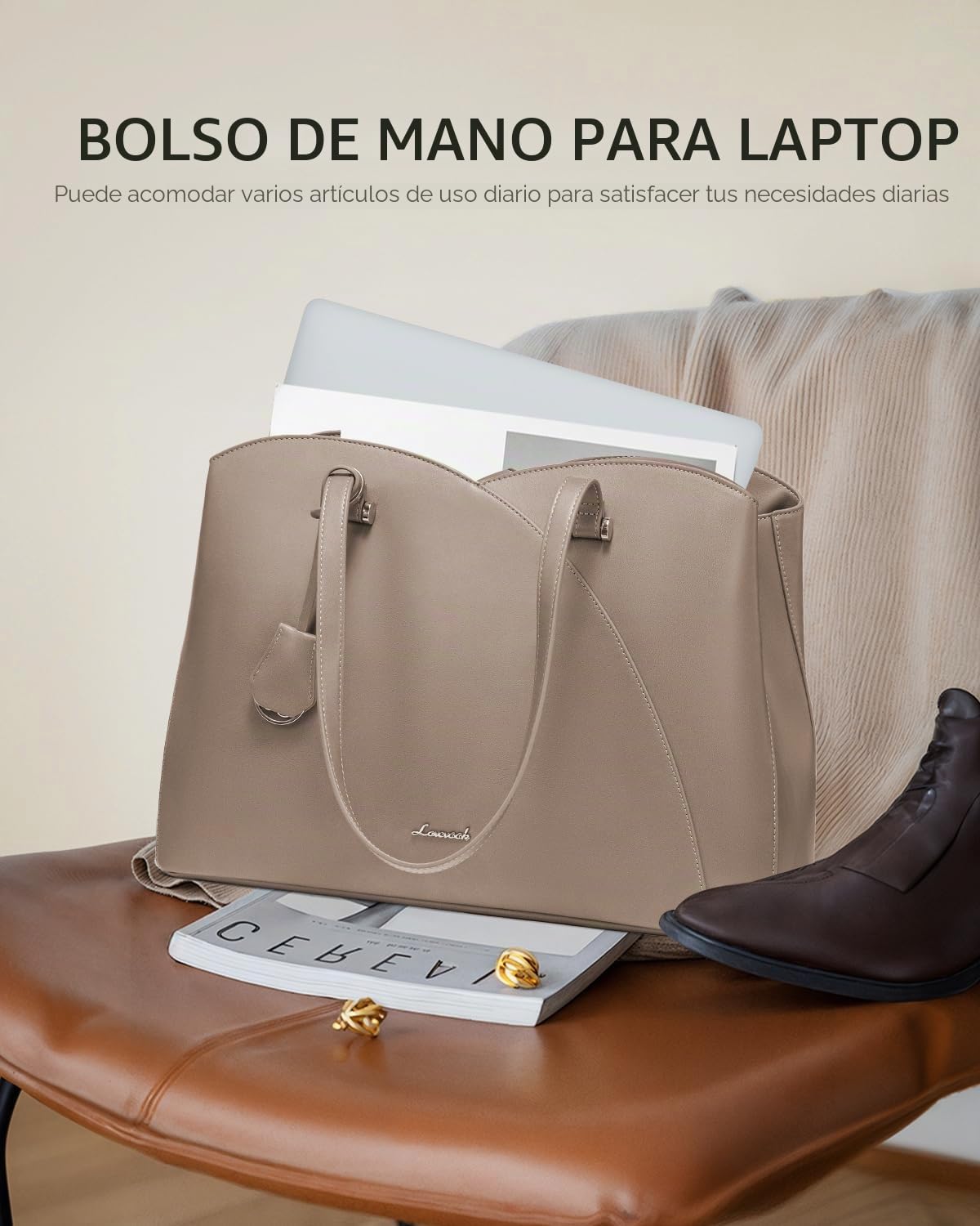 LOVEVOOK Bolso Grande Mujer, Bolso Universidad Bolso Ordenador Portatil, Tote Bag Bolsos Shopper para Universitarias Trabajo