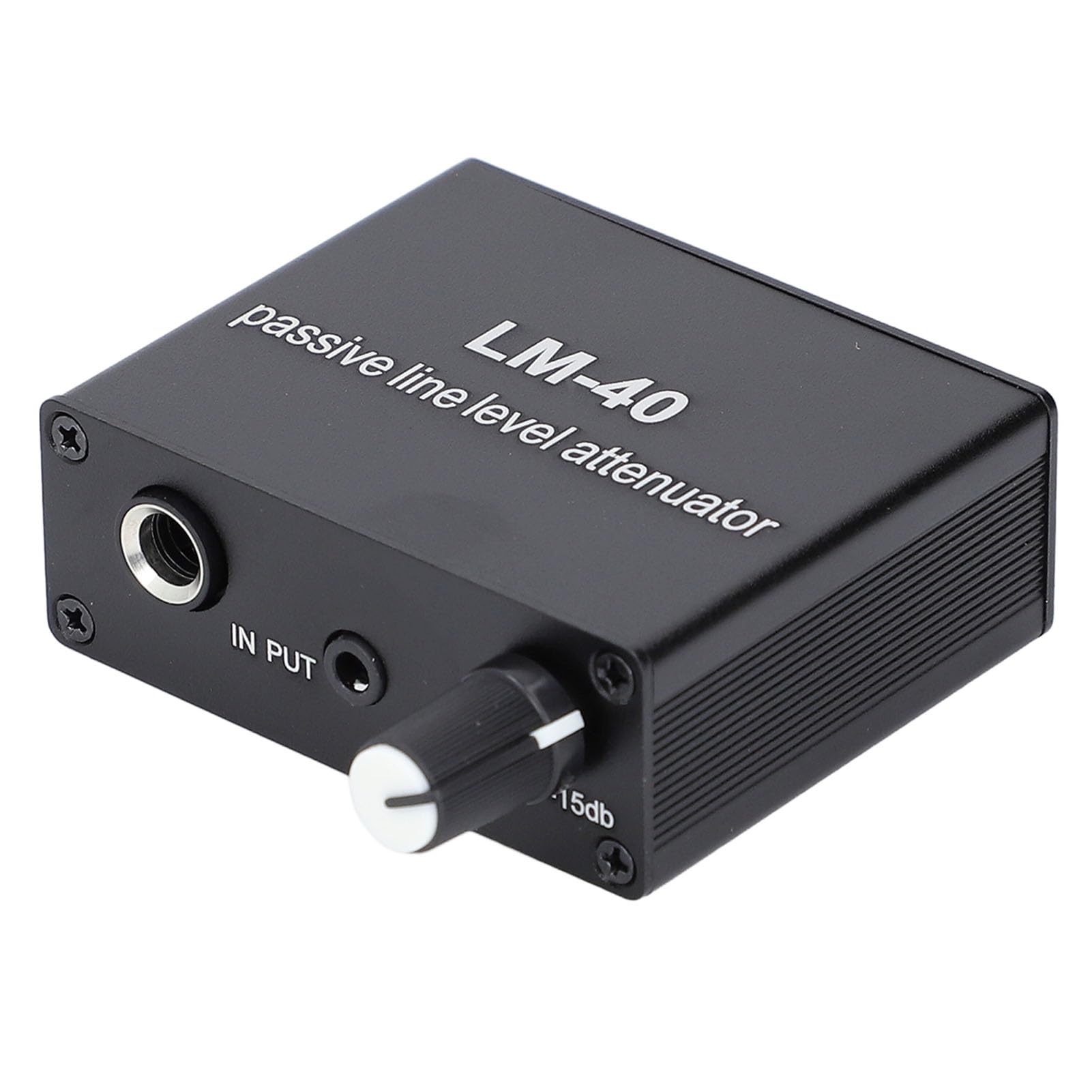 Sxhlseller Silenciador pasivo, silenciador de nivel de línea pasivo con conector estéreo de 3,5 mm, 40 dB a 15 dB, control de volumen ajustable