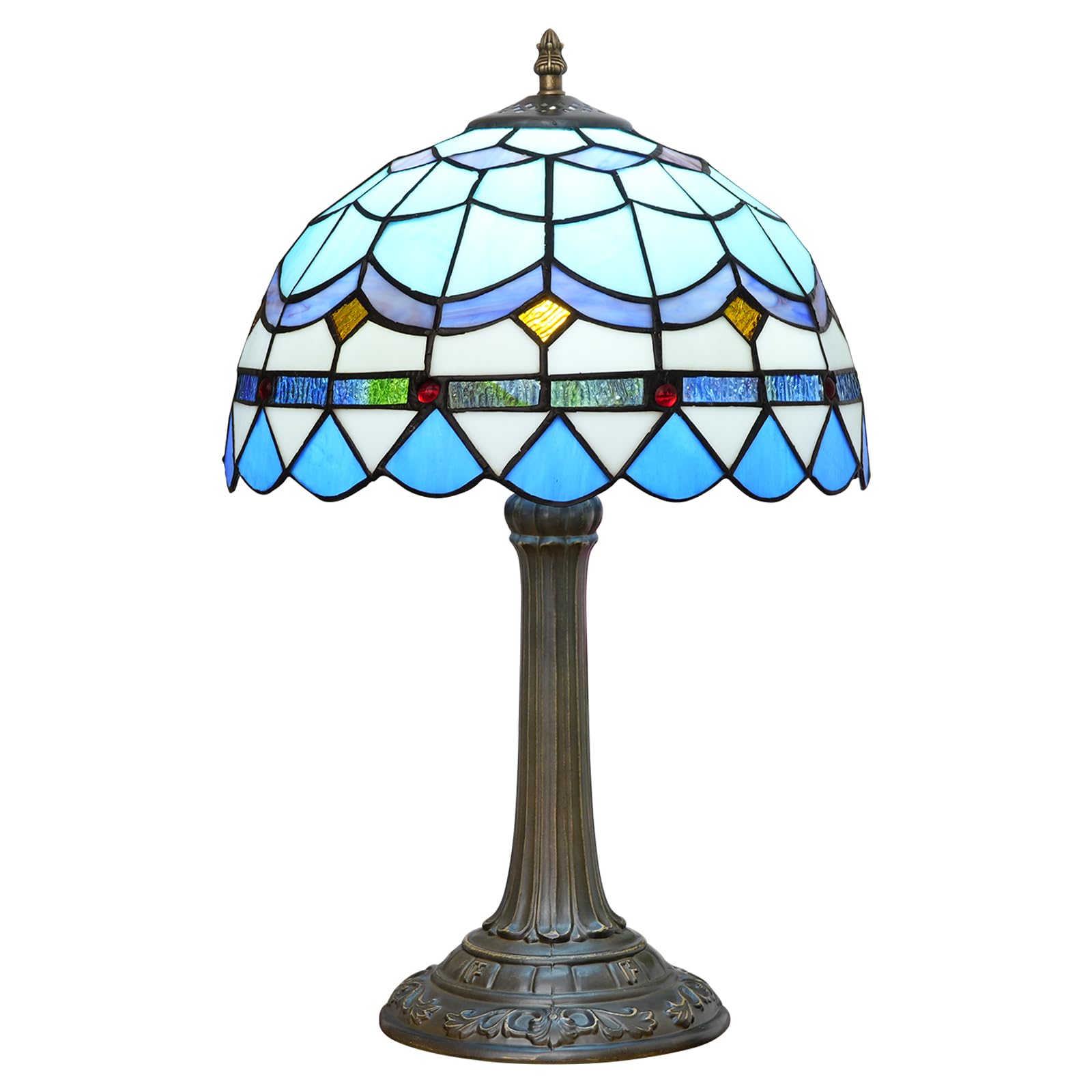 Tiffany lampa stołowa witrażowa lampa śródziemnomorska niebieska sypialnia lampa stołowa lampka do czytania lampka na biurko do salonu biura akademika jadalni dekoracja parapetówka prezent 30 x 30 x