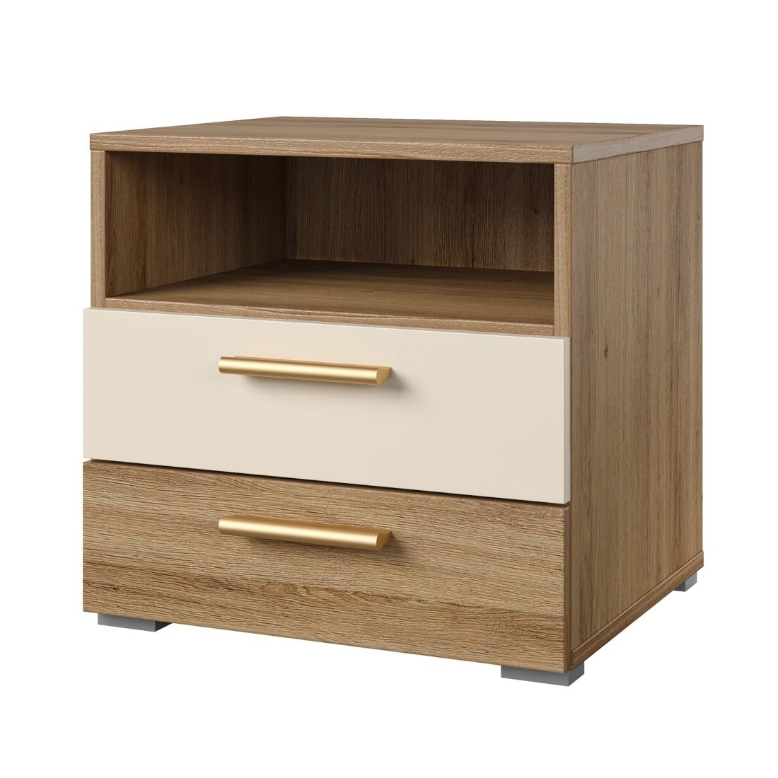 Meublorama Chambre complète Vertigo – Lit 180x200 avec sommier, 2 chevets, Armoire 4 Portes + Contour Design