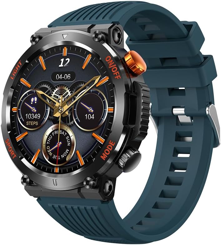 QTLLBT Outdoor Smart Watch 1.46 -inch HD LED Flashlight Compass (answering/Call) Fitness Tracker Smart Watch Meter Measuring The Media News. View Weather Forecast（Blue）