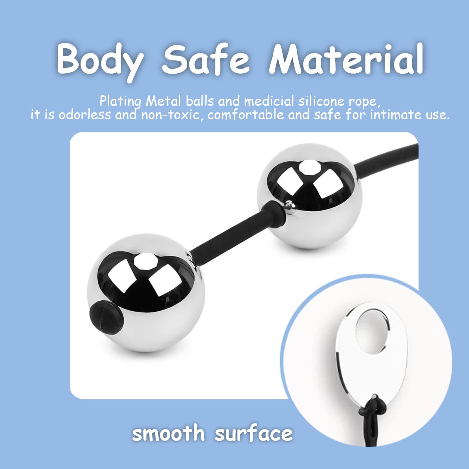 Metal Anal Balls, Stainless Steel Anal Sex Beads Butt Plug Bead with 5 Metal Balls String Rope BDSM Toys Vaginal Dialator Spreader Masturbation Anal Beeds Training for Women Men Beginner (Silver): Solid Beads silicone rope