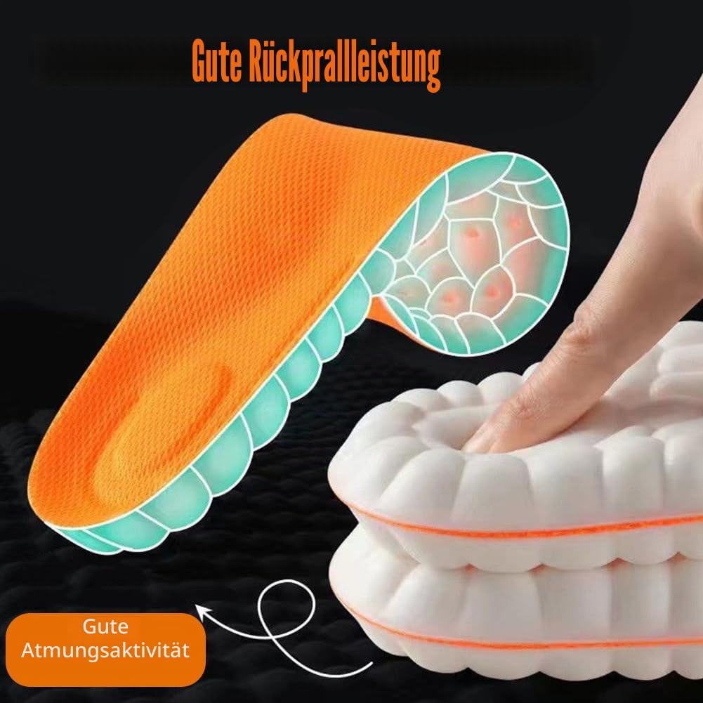 Einlegesohlen aus Memory-Schaum 4D mit Unterstützung des Fußgewölbes, orthopädische Einlegesohlen, Massage-Sohlen, Plantarfasziitis, rutschfeste Sohle, Sportsohle (Orange, 39-40)