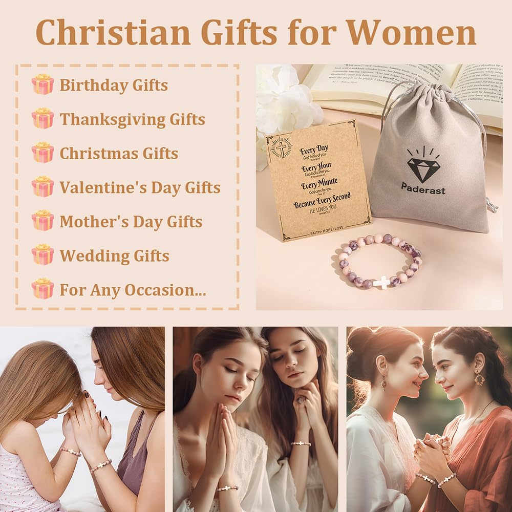 Christian Christmas Gifts for Women, Religious Cross Bracelet Gifts for Women/Daughter/Friend/Sister/Grandma/Granddaughter/Godmother/Her, Inspirational Birthday Faith Based Jewelry Stocking Stuffers Gifts