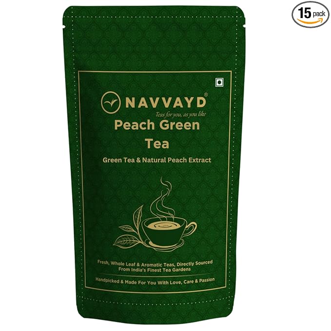 NAVVAYD Peach Green Tea, 15 Tea Bags