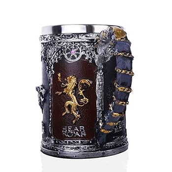 DIOSDMLN Game Of Thrones Beer Mugs, Stainless Steel Wine Mugs, Coffee Mugs 21oz For Collectible Themed Party Decoration