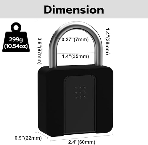 Miniatura 7 de Candado de huellas dactilares, cerradura de combinación resistente, candado con llave, Bluetooth y desbloqueo de huellas dactilares, impermeable con
