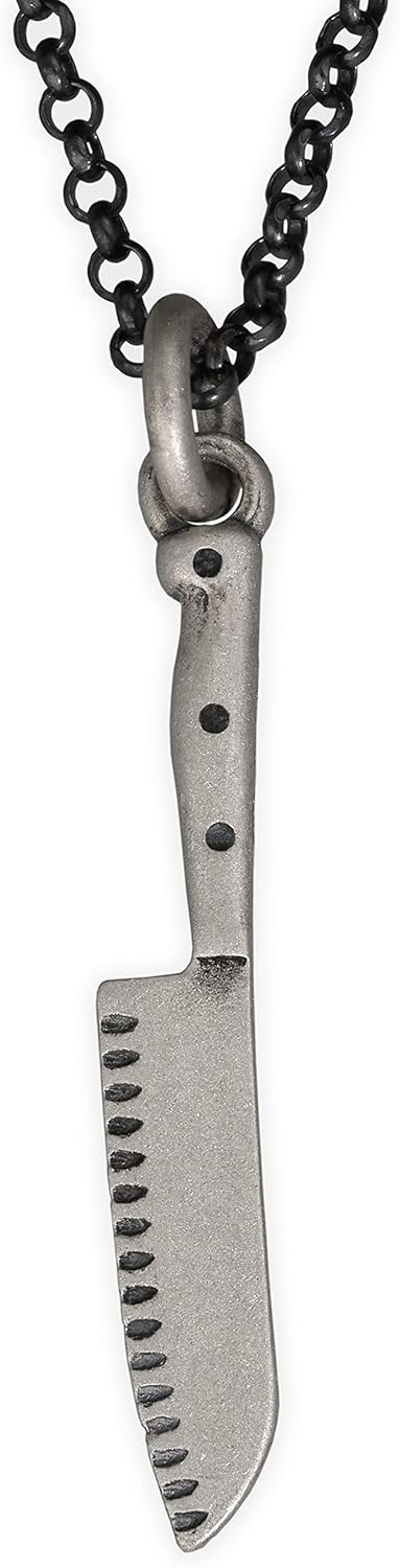 Men's Kitchen Knife Pendant Sculpted in Oxidized Sterling Silver with Velvety Finish - Sharp Culinary Symbol for Chefs and Cooking Enthusiasts - Available with Chain Options - Handmade by Emmanuela