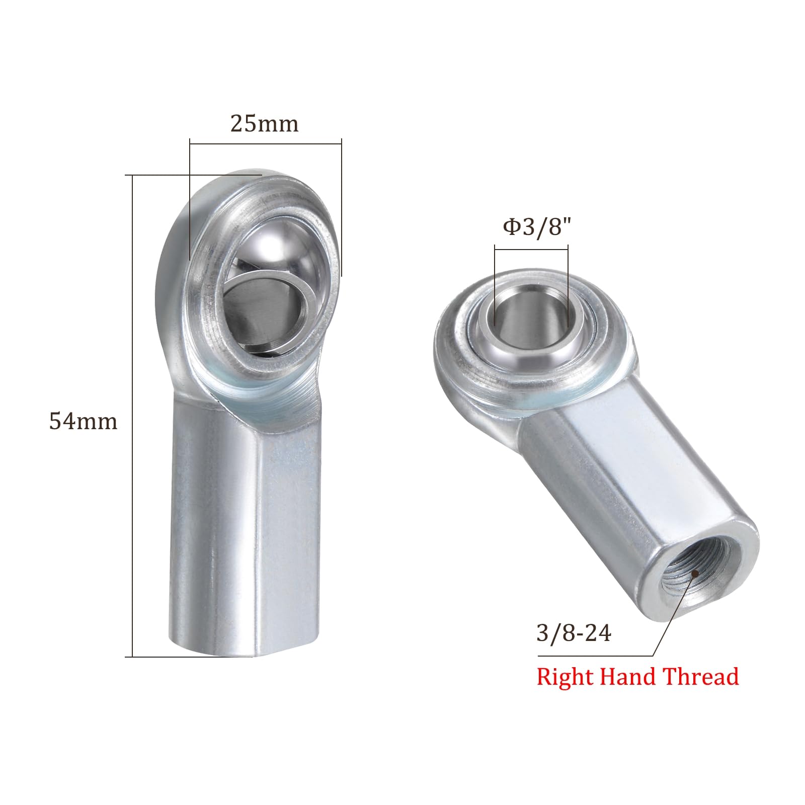 ECF6 Gelenkkopf Lager - [3/8" Bohrung, 3/8-24 UNF Rechtsgewinde] Weiblicher Gelenkkopf Mit Kontermuttern, 45# Kohlenstoffstahl