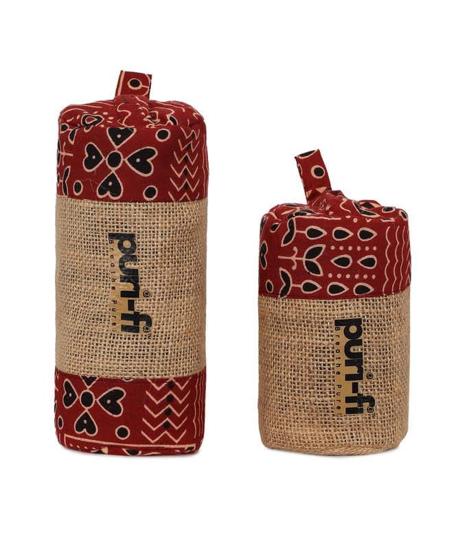 Image of Charcoal Air Purifier (Rustic Red) - Non-Electric, Reusable Odor & Moisture Absorber with Coconut Shell Charcoal for Home, Car, Closet & Office. (400gm & 250g), Combo of 2