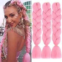 Vista 35 de Paquete de 3 extensiones de cabello sintético para trenzar de ganchillo de alta temperatura de 24 pulgadas (azul/azul cielo)