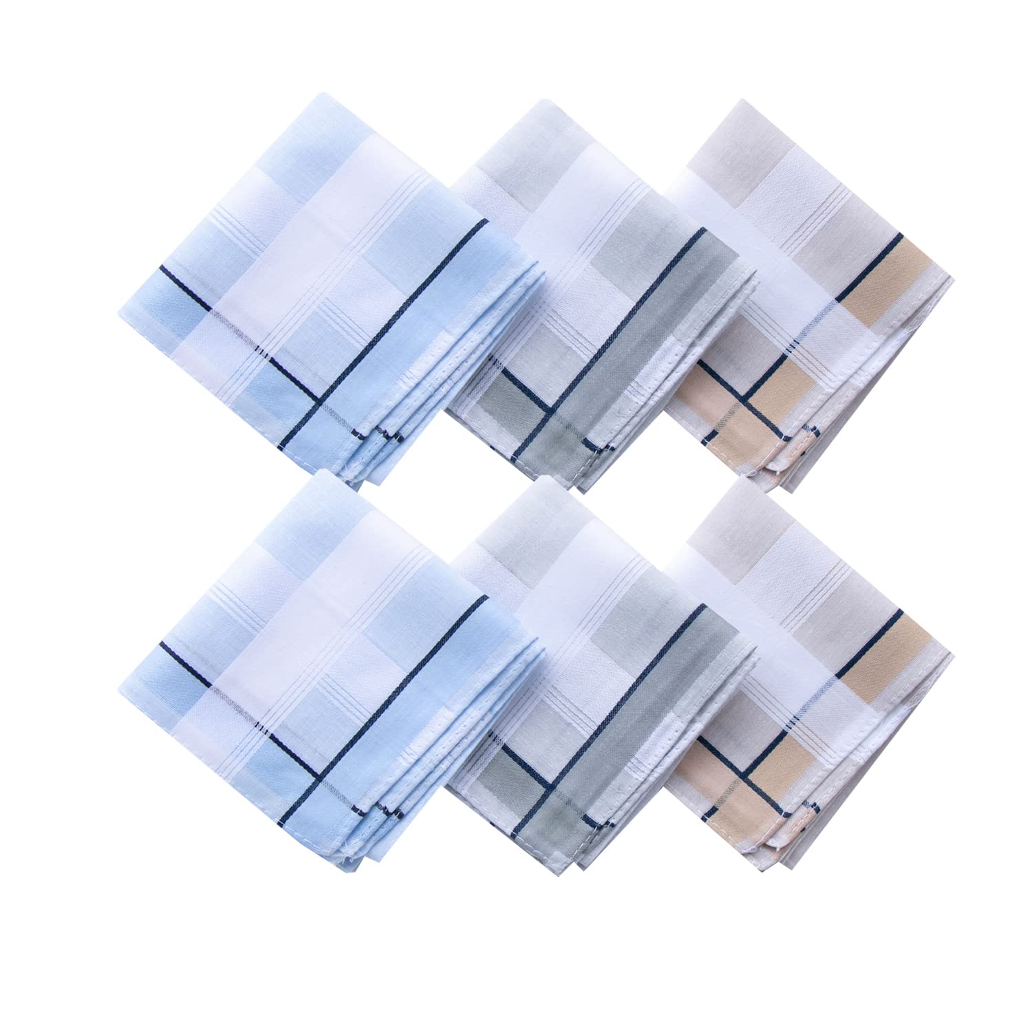 BonjourMrsMr Men's Handkerchies 100% Cotton Hanky 3 Piece Gift