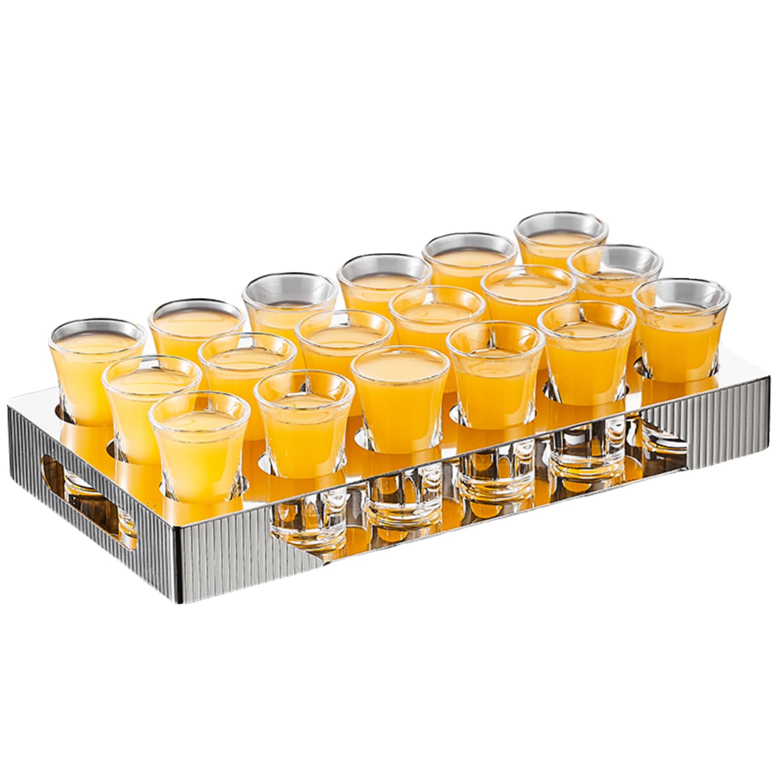 Juego de vasos de chupito para fiesta con estante de almacenamiento para whisky, tequila, licores, fiesta (18 vasos de 25 ml + estante)