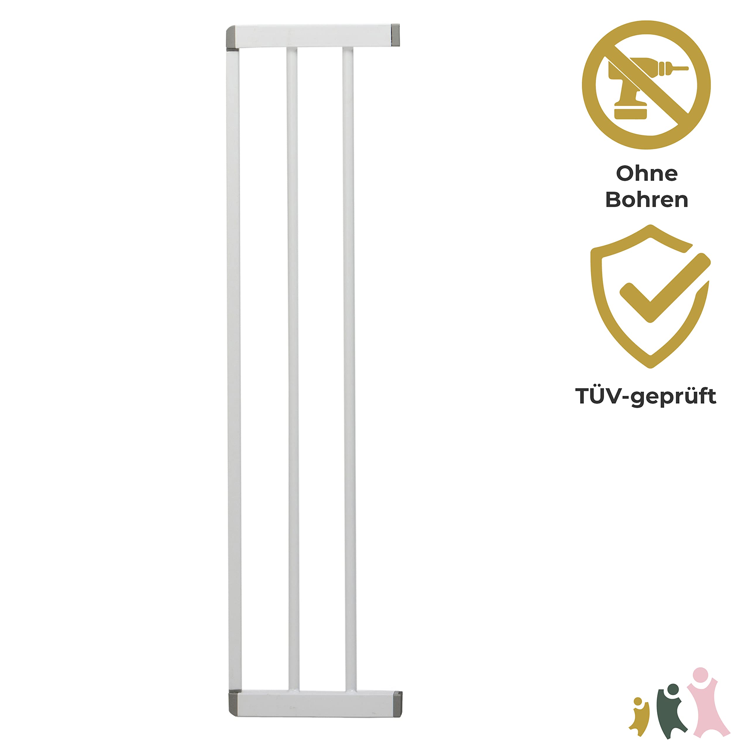 Geuther 0012VS Zusatzklemmen Verlängerung für Treppenschutzgitter Größe: 17 cm Türschutzgitter Türgitter einfache Montage Babygitter ohne Bohren ohne Werkzeug langlebige Qualität Weiß
