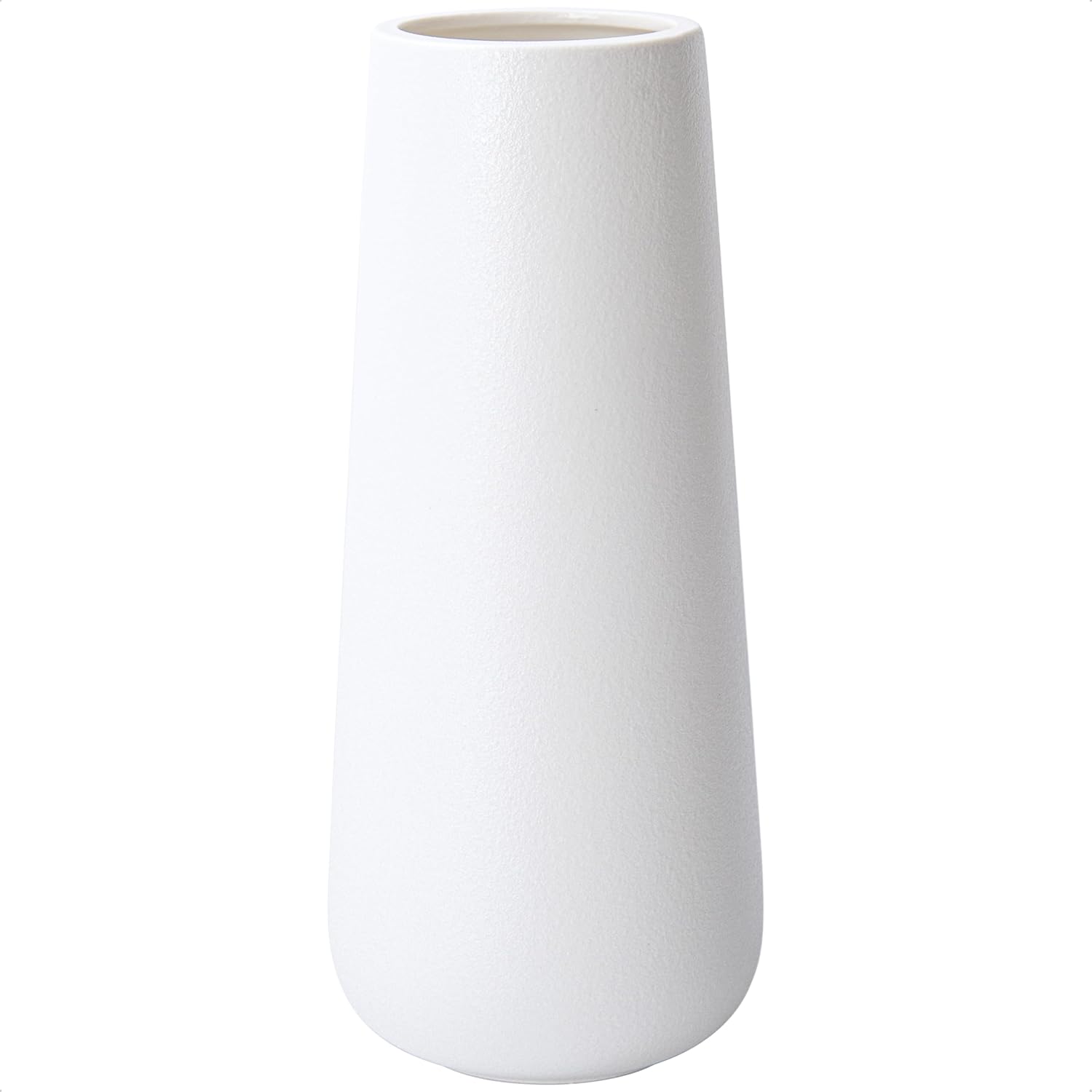 D’vine Dev 11 Inch Ceramic Flower Vase Textured Finishing, Minimalist Design for Kitchen, Bedroom, Living Room, Centerpieces, Office, Ivory, VS-XH-A-2 D’vine Dev 11 Inch Ceramic Flower Vase Textured Finishing, Minimalist Design for Kitchen, Bedroom, Living Room, Centerpieces, Office, Ivory, VS-XH-A-2