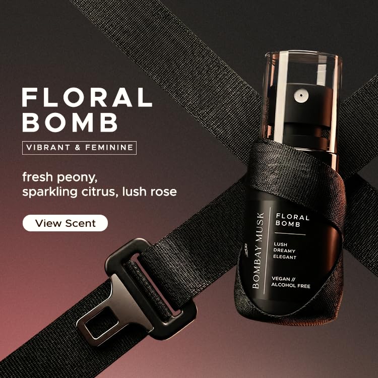 Image of Bombay Musk Floral Bomb Luxury Car Perfume | Long Lasting Car Fragrance & Car Freshener | Alcohol Free & Plant Based | 60+ Days | 200+ Sprays | Perfume for Car