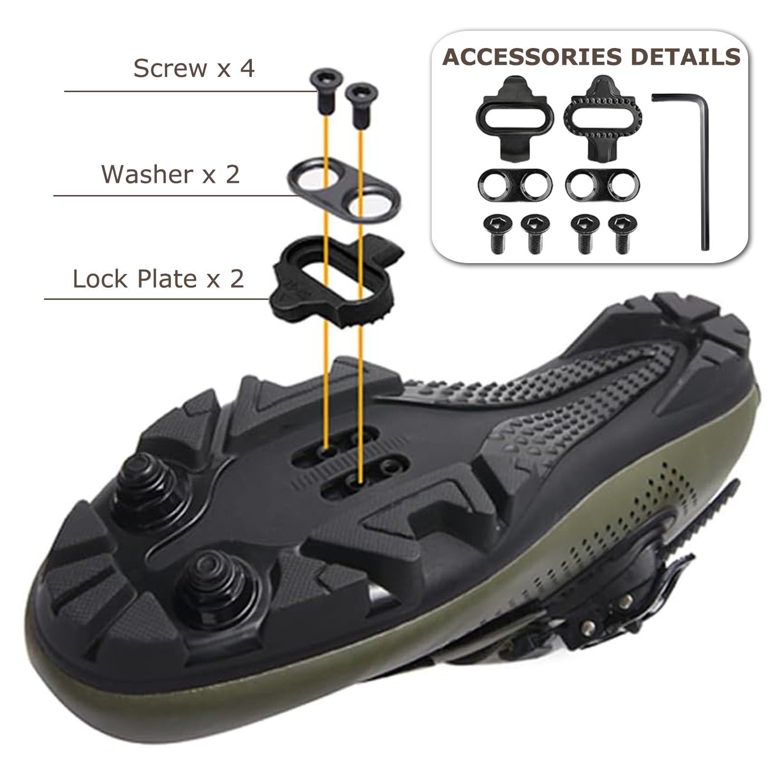 Surwin Zapatos Ciclismo Hombre y Mujer MTB, Zapatillas de Ciclismo con 2 Tornillos y Calas Zapatos Mountain Bike Unisex Antideslizante Transpirable, 36EU-47EU