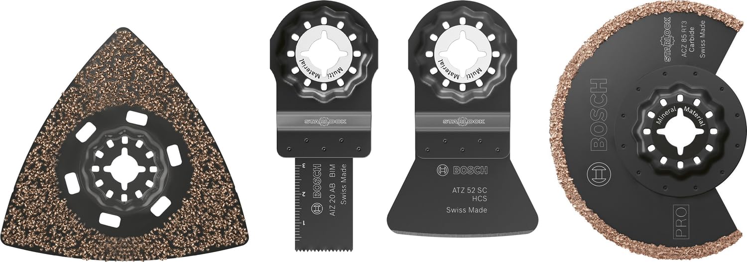 Bosch Set 4X per piastrellatura (per malta, colla, 134 x 104 mm, accessorio professionale multicutter)