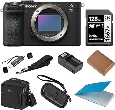 Sony Alpha a7CR Mirrorless Camera Body, Black, Bundle with Shoulder Bag, 12