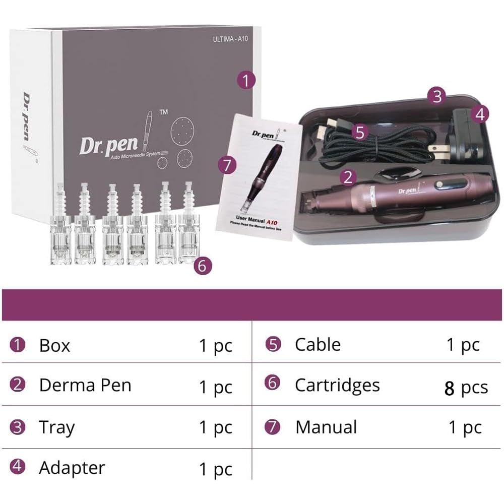 Dr. Pen Microneedling Pen – A10 Wireless & Wired Operation | Adjustable 0–2.5mm Needle Depth | 5 Speed Levels (Up to 16,000 RPM) | Includes 12-Pin, 36-Pin, 42-Pin, and Nano Cartridges | Professional Skincare Tool for Face, Body & Hair — view 8