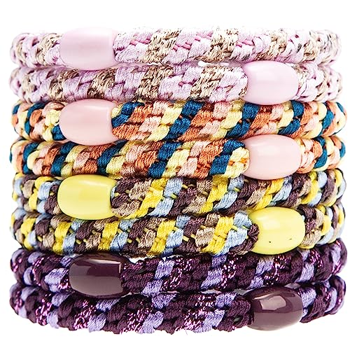 8 Pieces Girls Hair Bobbles Pack of 8 Multicoloured Elastic Bands Hair Bands Elastic Hair Bands Style 18, Mixed color
