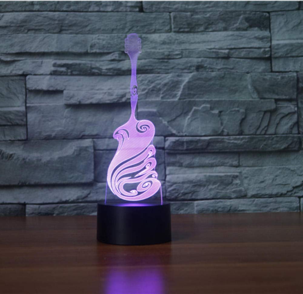 3D Illusion guitare électronique lampe musicale Led Bluetooth haut-parleur veilleuse USB télécommande tactile interrupteur lampe de Table enfants cadeau