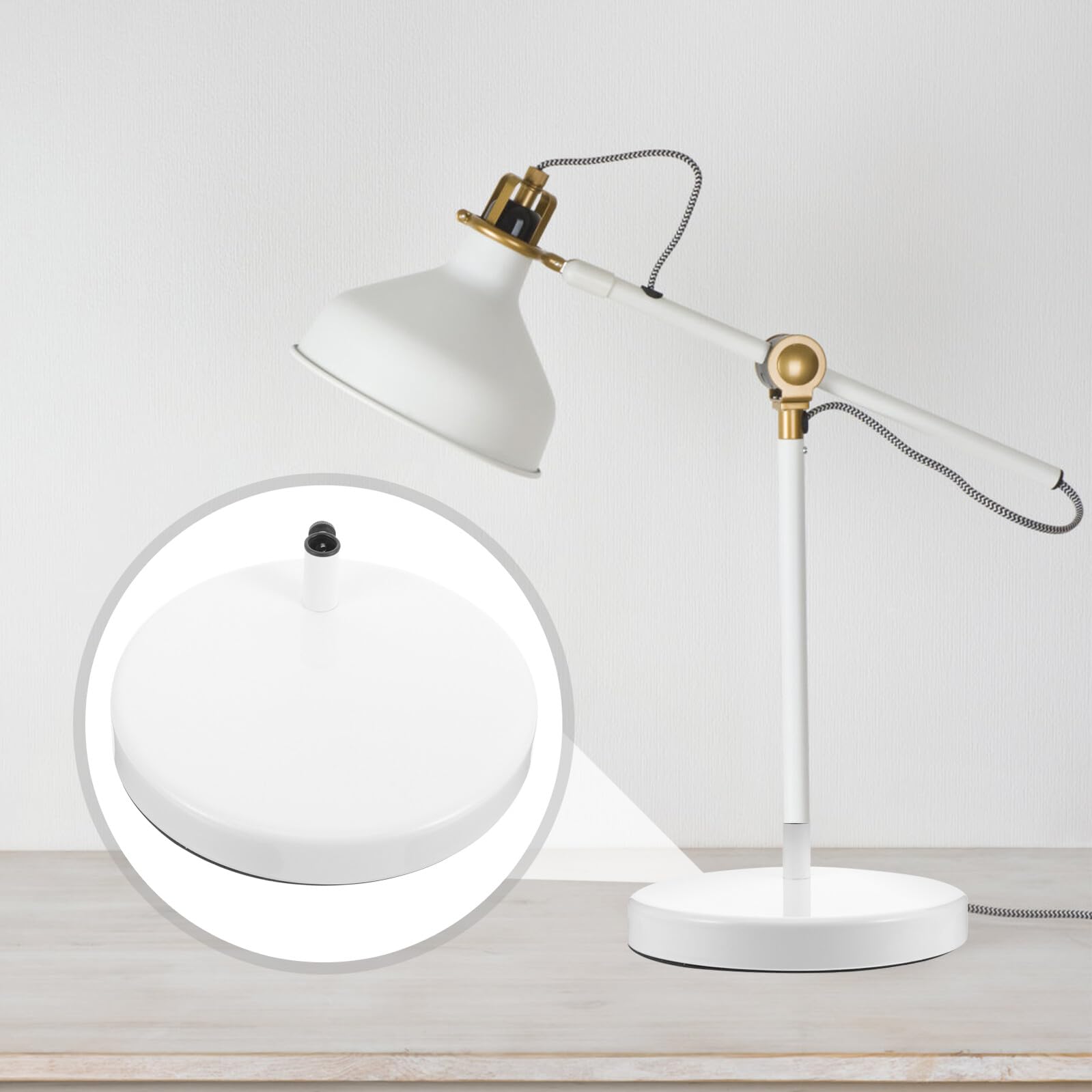 SHINEOFI Base Facile da Pulire in Ferro Braccio Snodabile per Lampada da Tavolo Compatibile Lampade a Led per Scrivania e Uso DIY in Ambienti Interni