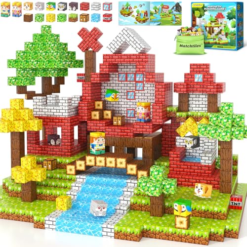 Magnetic Blocks with Forest Animals Toys, Build Mine Magnet World Set, Magnetic Tiles Building for Boys & Girls Age 4-8 5-7, STEM Montessori Sensory Toys for Toddlers Kids Gifts for 3+ Years Old