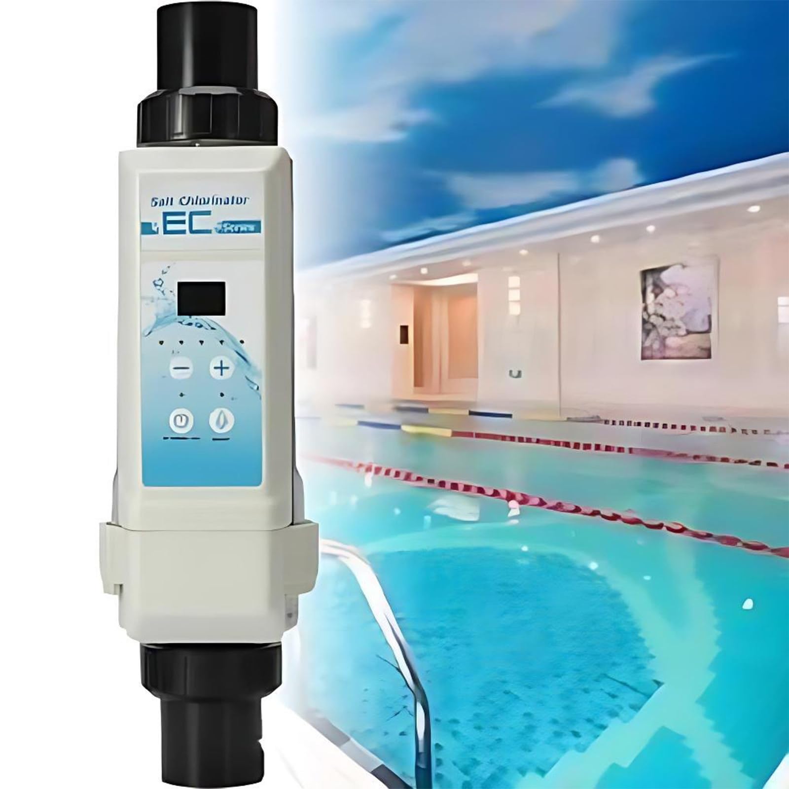 Generador De Clorador De Sal De 8g/12g/16g/20 G/H, Generador De Cloro para Piscinas De Agua Salada Piscinas De hasta 9250/13210/17963/22454 Galones EC8