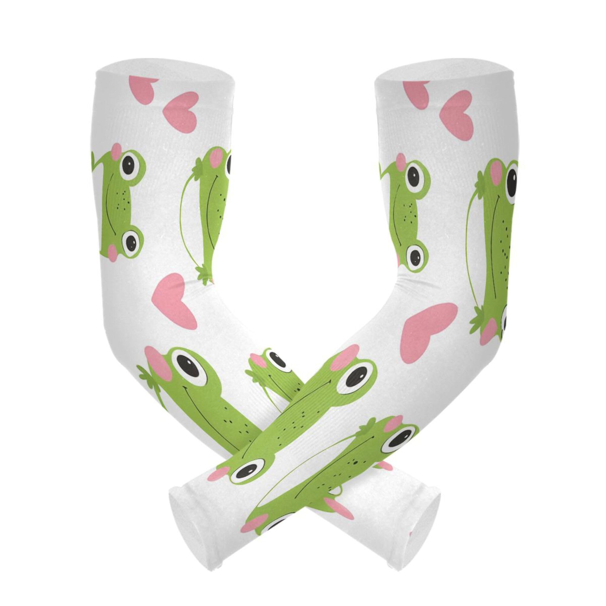PYBUG Cute Frogs Cooling Arm Sleeves Men Women Breathable with Thumb Hole Sun Protection for Gardens,Gardening,Farms,Driving,Cycling