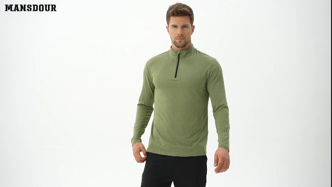 MANSDOUR Men's Active Sports Shirt 1/4 Zip Performance Long Sleeve
