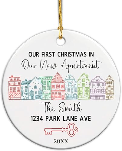 Vista 80 de Adorno de cerámica personalizado para la primera Navidad en nuestro nuevo hogar 2025, regalo de recuerdo de casa para parejas de recién casados