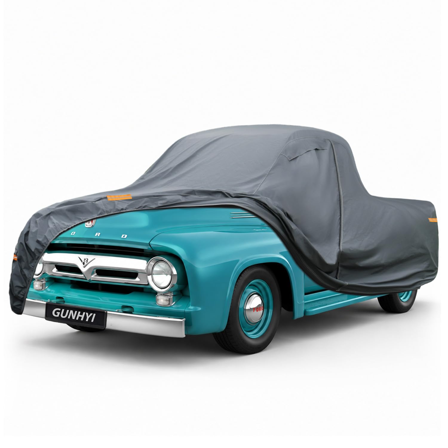 GUNHYI Premium Truck Cover Custom Fit Ford F-100, 16 Layers Heavy Duty Truck Cover Waterproof All Weather with Zipper Door for Sun Rain Snow Dust Uv Protection
