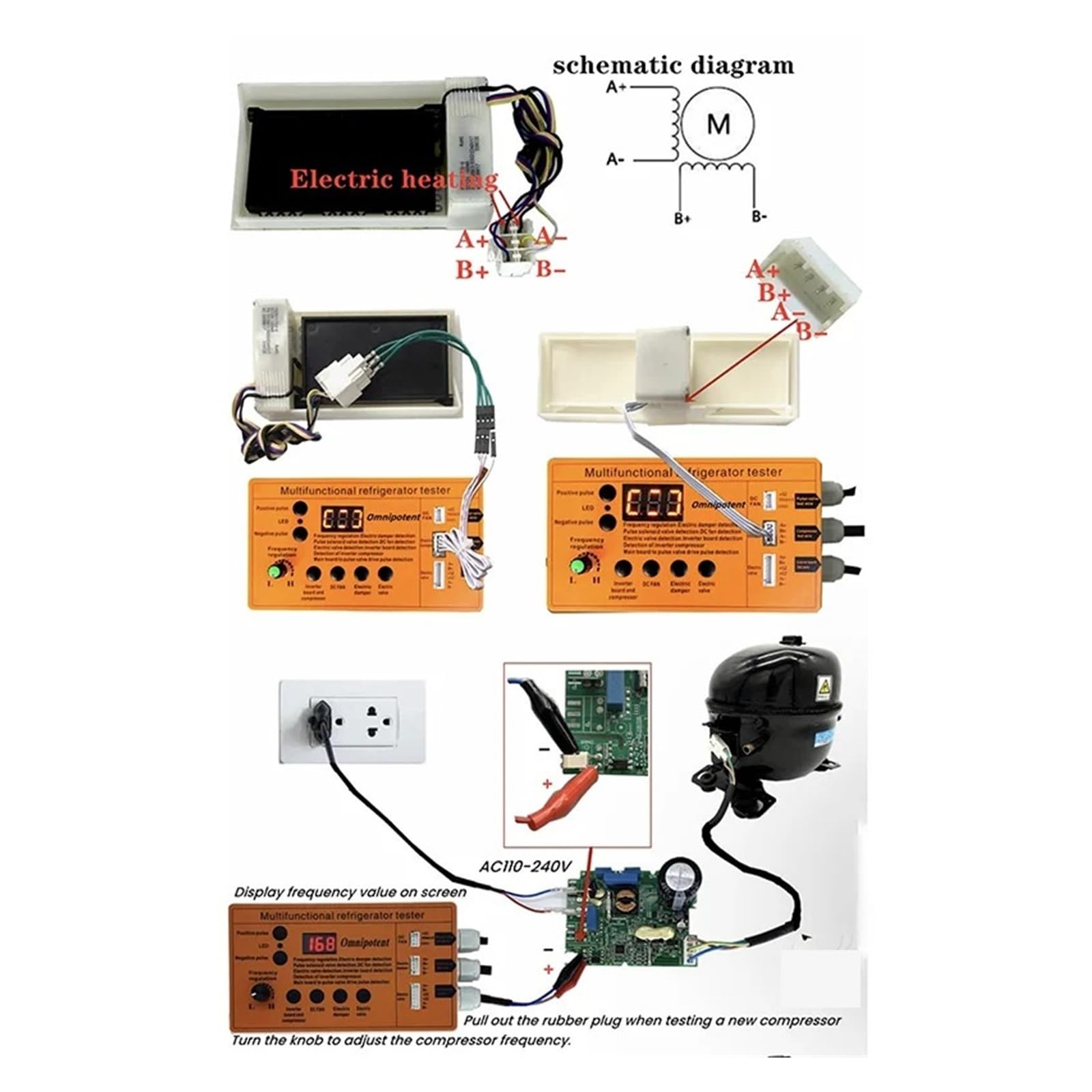 Placa inversora de refrigerador, compresor, válvula solenoide, compuerta ventilador, comprobador eléctrica Aplicaciones versátiles(11-Functions)