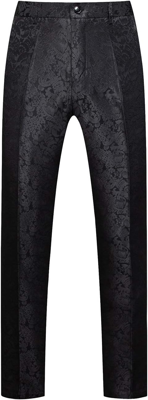 MOGU Mens Tuxedo Suit Pants for Wedding Party Jacquard Floral Design