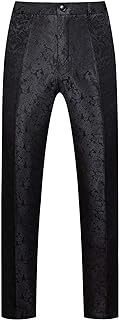 Mens Tuxedo Suit Pants for Wedding Party Jacquard Floral Design