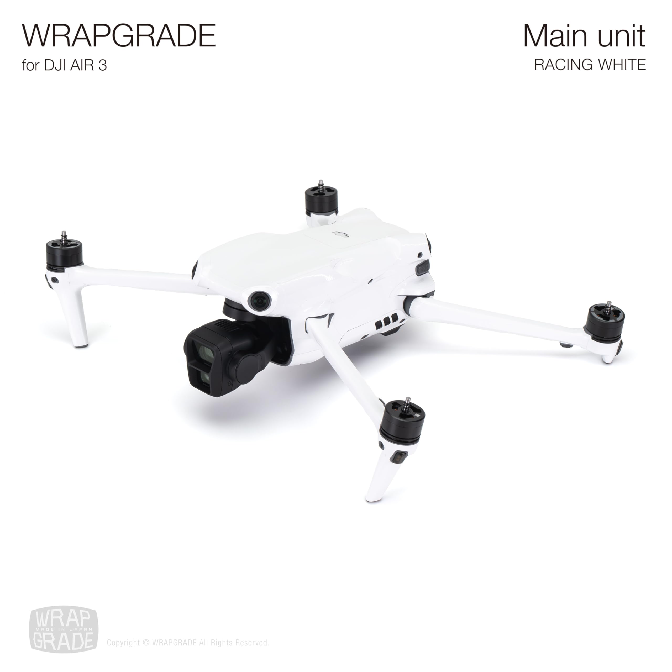 WRAPGRADE Skin Stickers compatible with DJI Air 3, RACING WHITE - Image 3