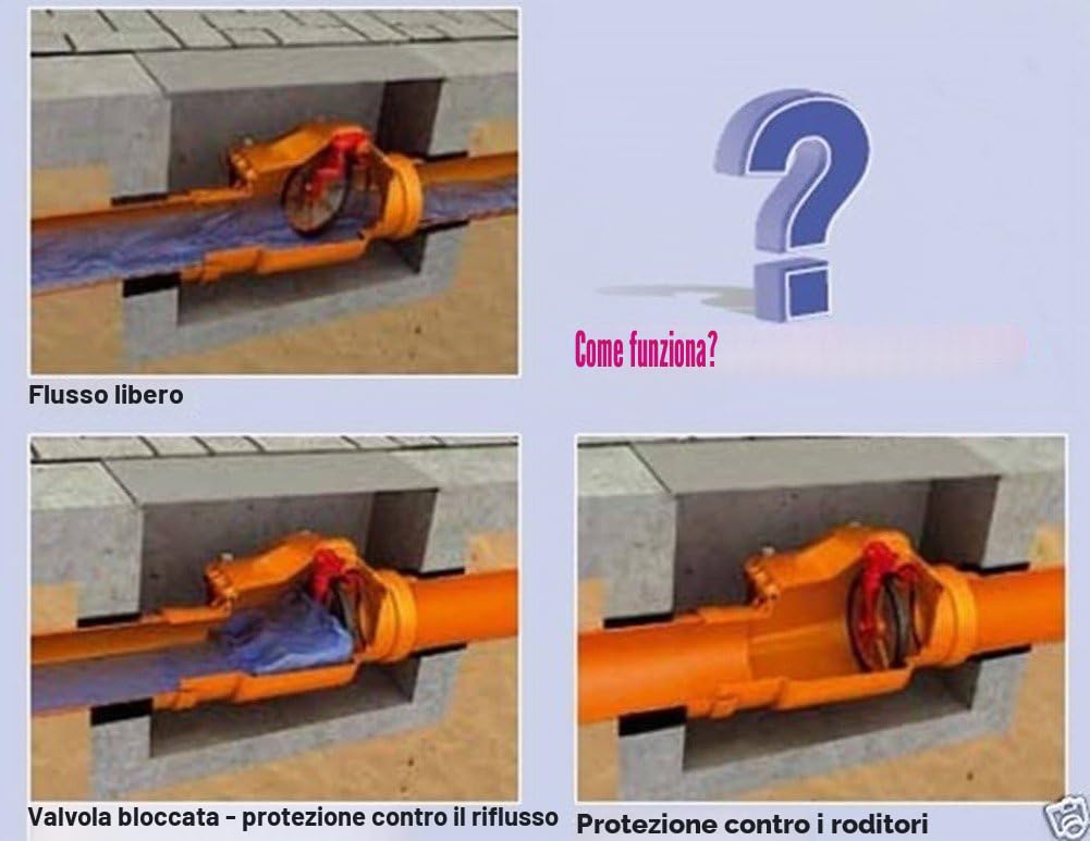 Capricorn RSV 2 - Valvola di non ritorno in ABS e acciaio inossidabile, arancione, DN 125