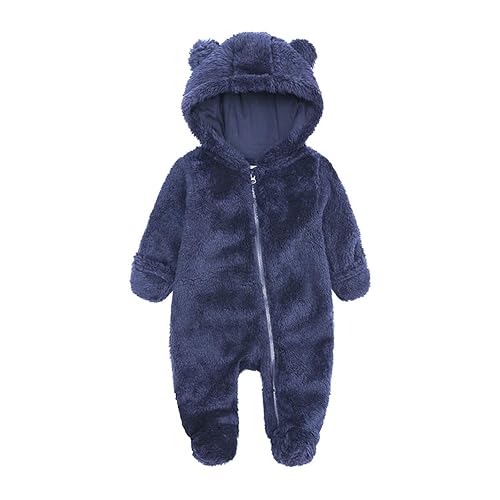 Babymine Newborn Baby Jumpsuit Hooded Fleece Rompers Long Sleeve Onesie Outwear Outfits