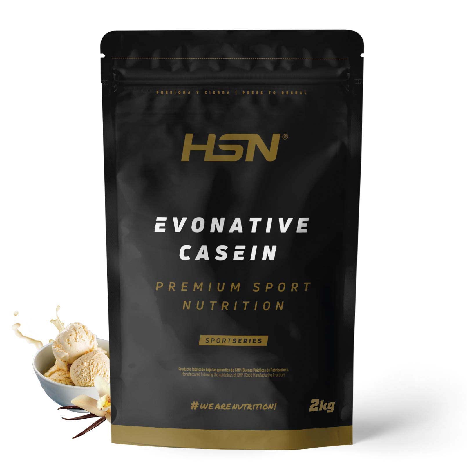 HSN Evonative Casein Native Micelarna Kazeina (87% rodzimej miceli) | Lody waniliowe 2 kg | Arla Lacprodan MicelPure | Nie zawiera dozownika | Bez -GMO, wegetariańska, bezglutenowa
